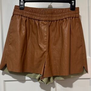 Another Love Brown Faux Leather Women Shorts